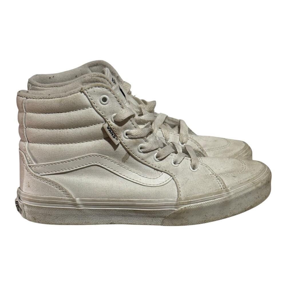 Vans Sk8-Hi White Canvas High Top Sneakers Youth Size 4 Women's 5.5 Classic